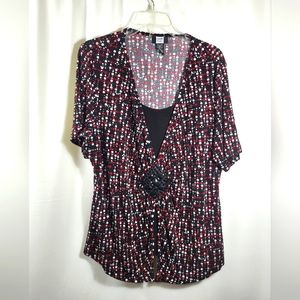 Studio 1940 black red & white silky tunic women's 18 / 20 W  #176